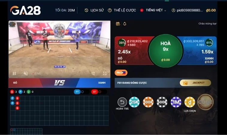 Các cửa cược tại sảnh Đá Gà GA28 Tại Sodo6789