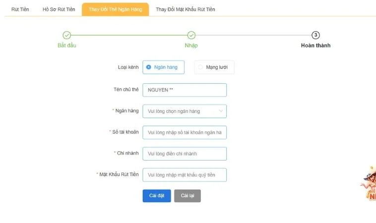Giao diện rút tiền Sodo6789