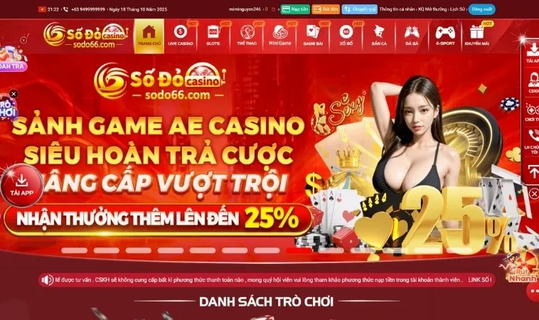 Giao diện trang chủ nhà cái Sodo6789